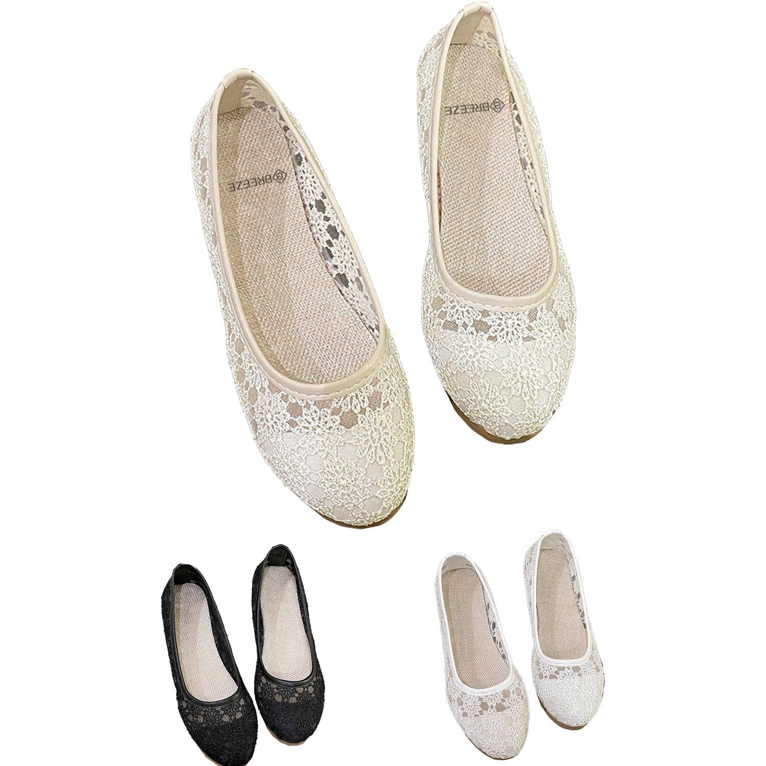 Women Floral Lace Ballet Flats 8