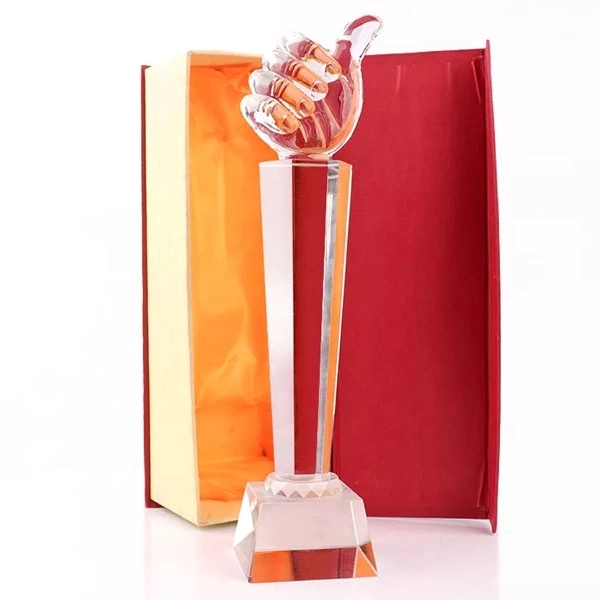 Crystal Thumbs Up Trophy 4
