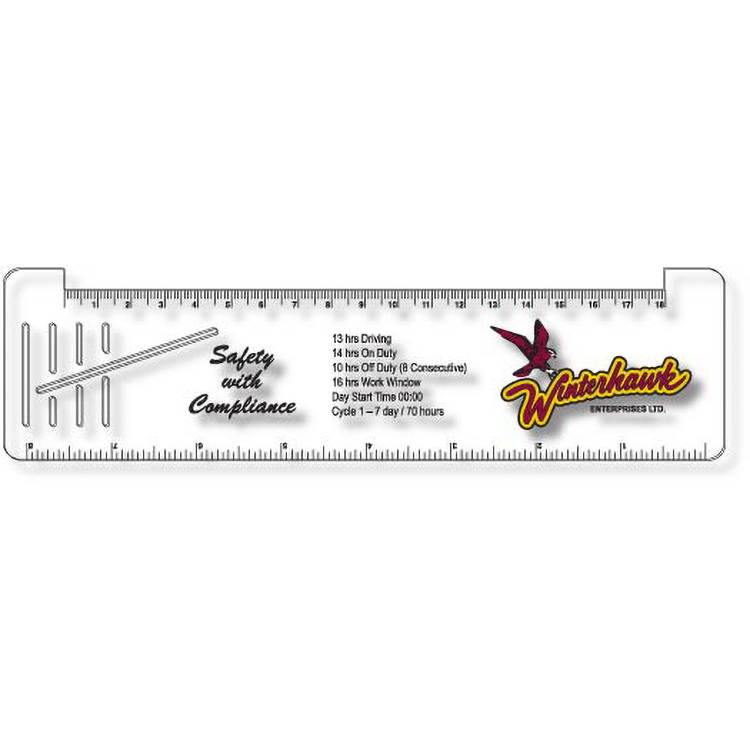 .040 Clear Plastic Logbook Ruler, Stock Shape LBR8 (2.25"x8.5"), Spot Colour