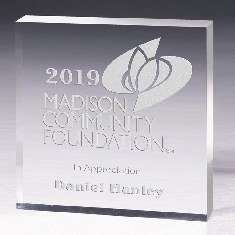 2 1/2" x 2 1/2" x 1/2" Mini Square Acrylic Paperweight -2019P (Full Color Imprint) 2