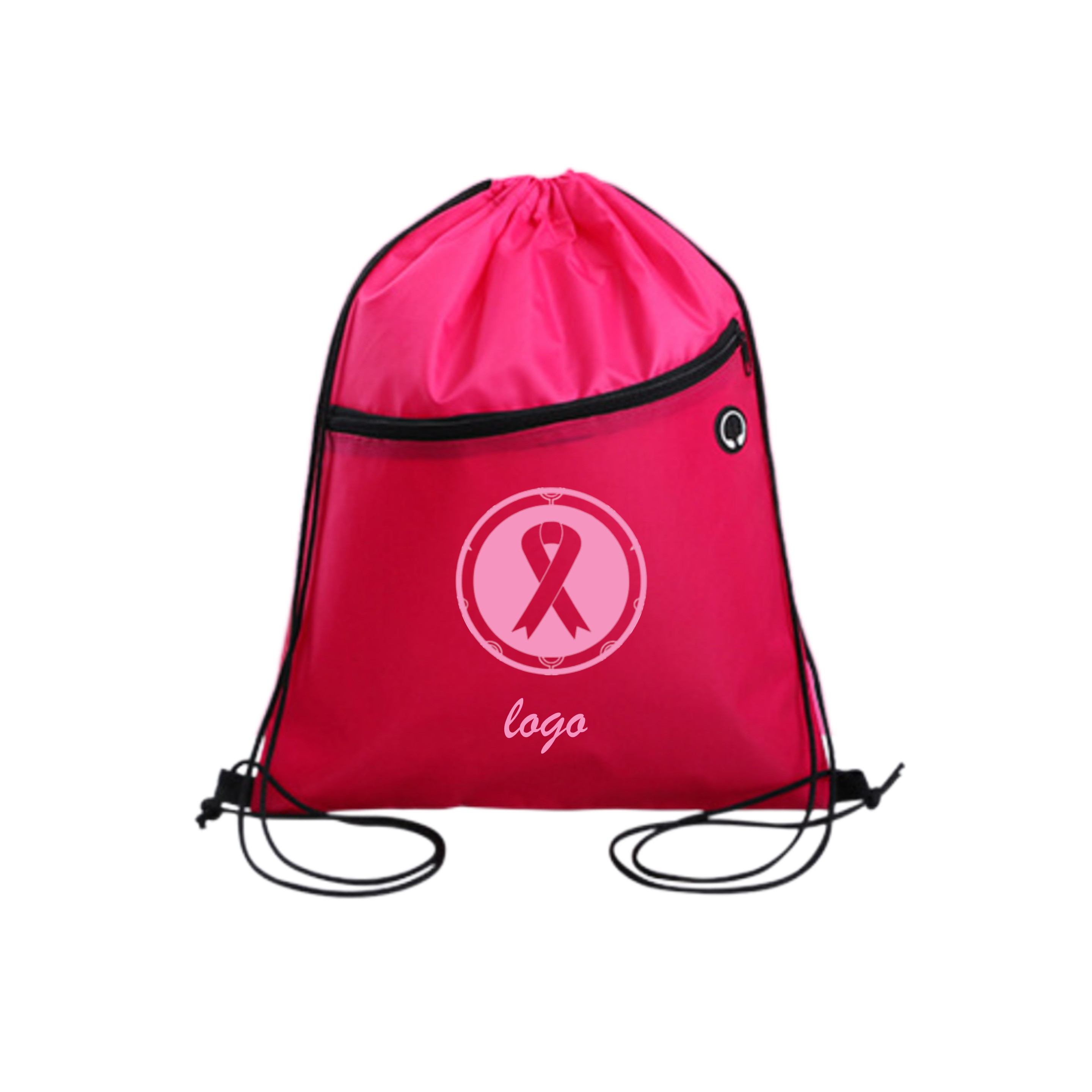 Drawstring Bag with Zipper Pocket and Headphone Hole (direct import) 4