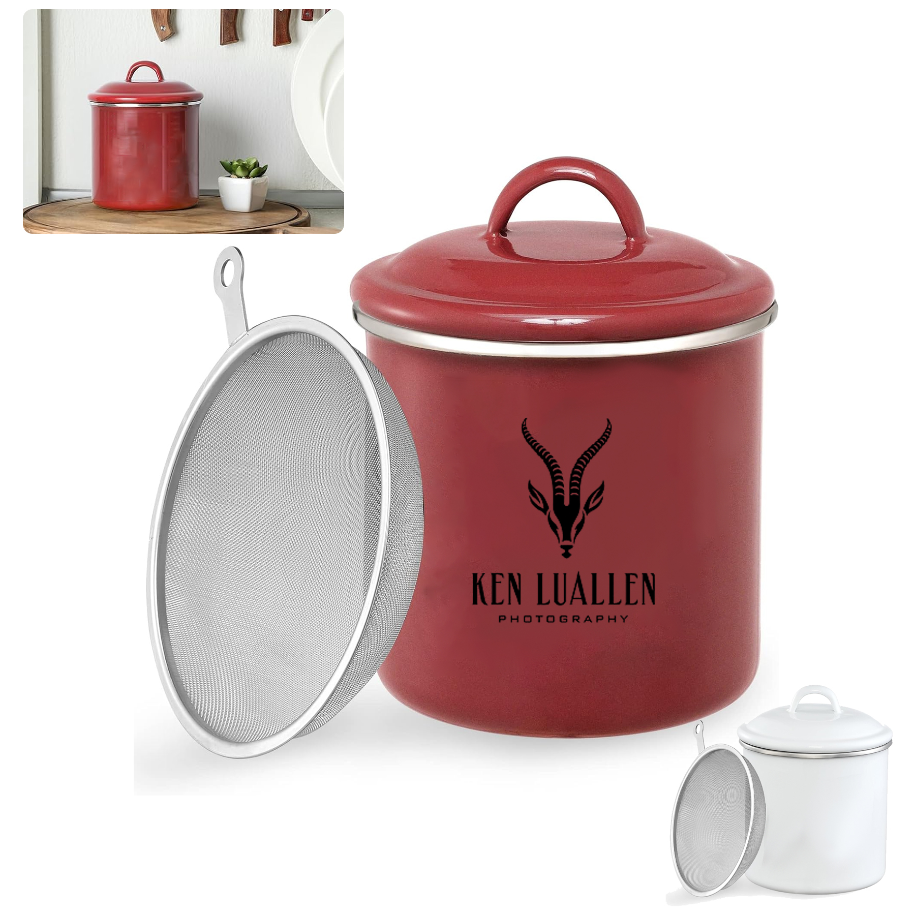 38oz (1.3L) Bacon Grease Saver Container with Fine Strainer 1
