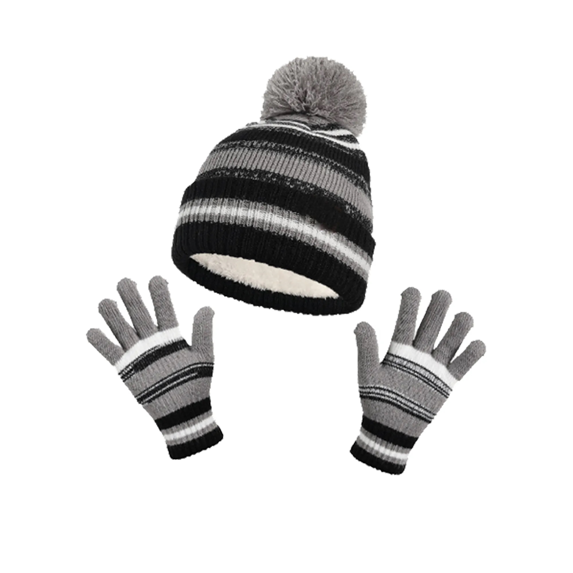 2PCS Kids Winter Knit Hat Gloves Set 4