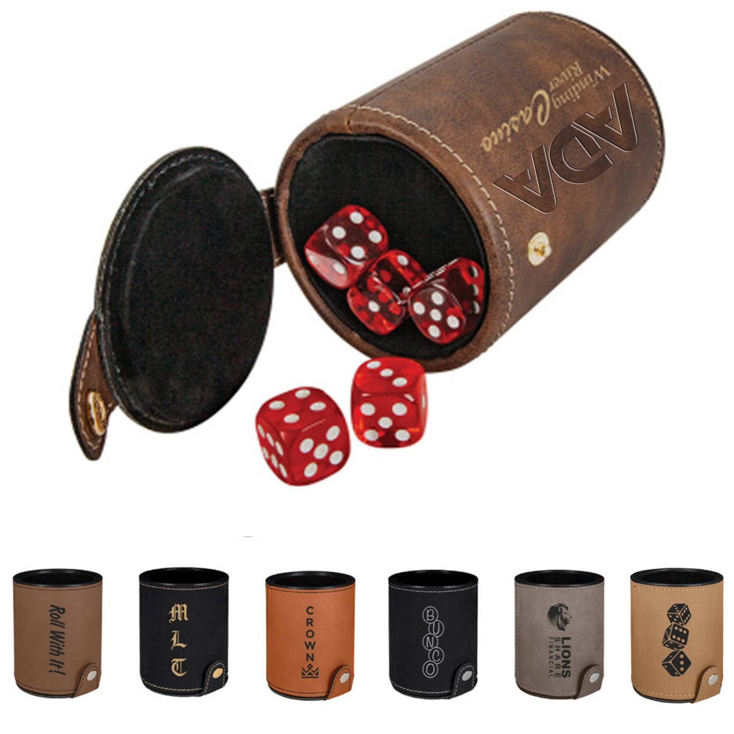 Round PU Leather Dice Cup 6