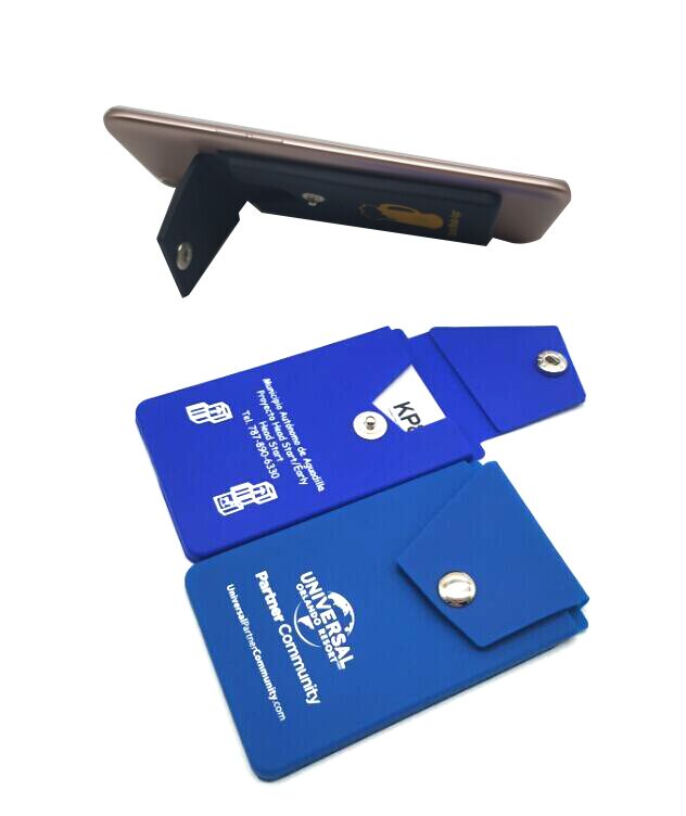 Two Function Silicone Phone Holder/Wallet With Fastener 2