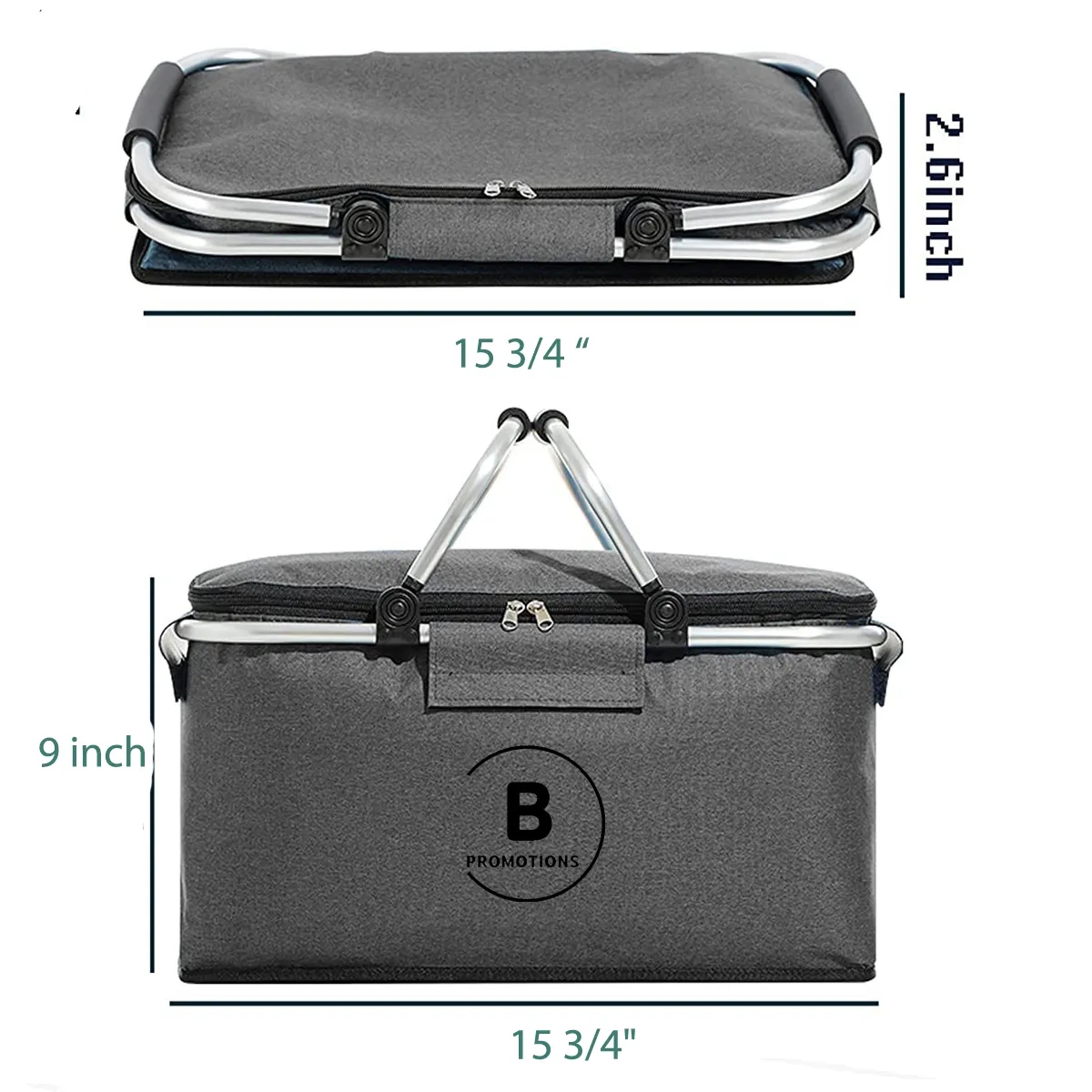 Portable Collapsible Insulated Picnic Basket with Handles 4