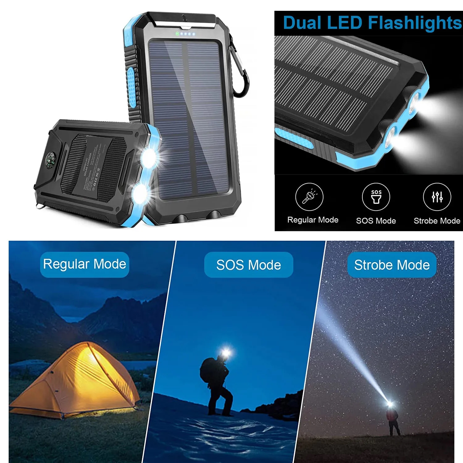 Stock Portable Solar Charger for Outdoor Camping-10000mAh 6