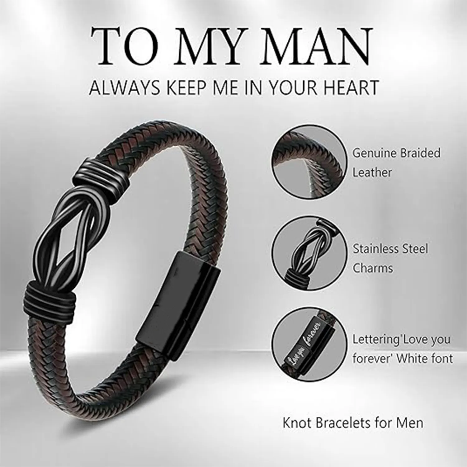 Handwoven Magnetic Buckle PU Leather Bracelet 2