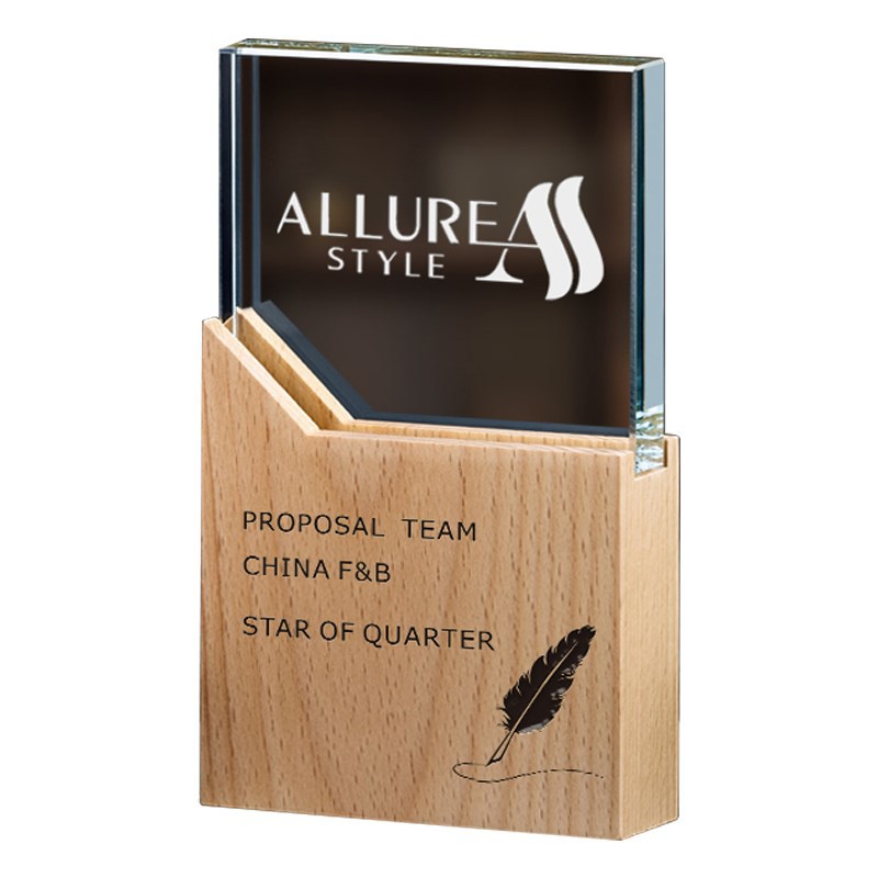 Wooden Base Crystal Trophy 1