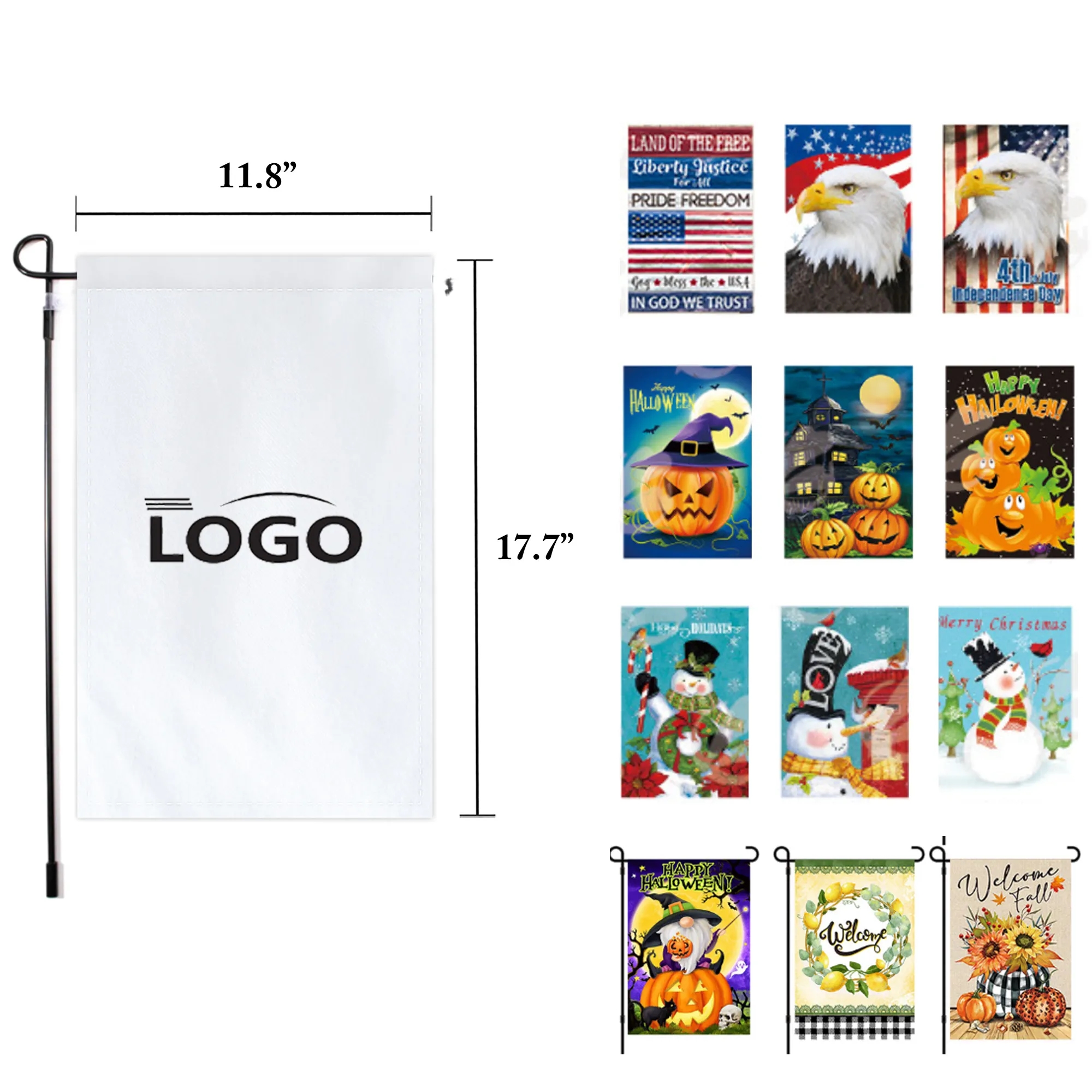 MOQ50 Custom Layered Garden Flags for Holidays 2