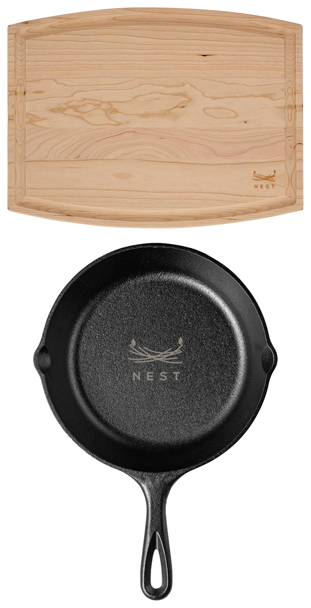 Lodge® 8" Skillet/12" Arch Cutting Board Gift Set 4