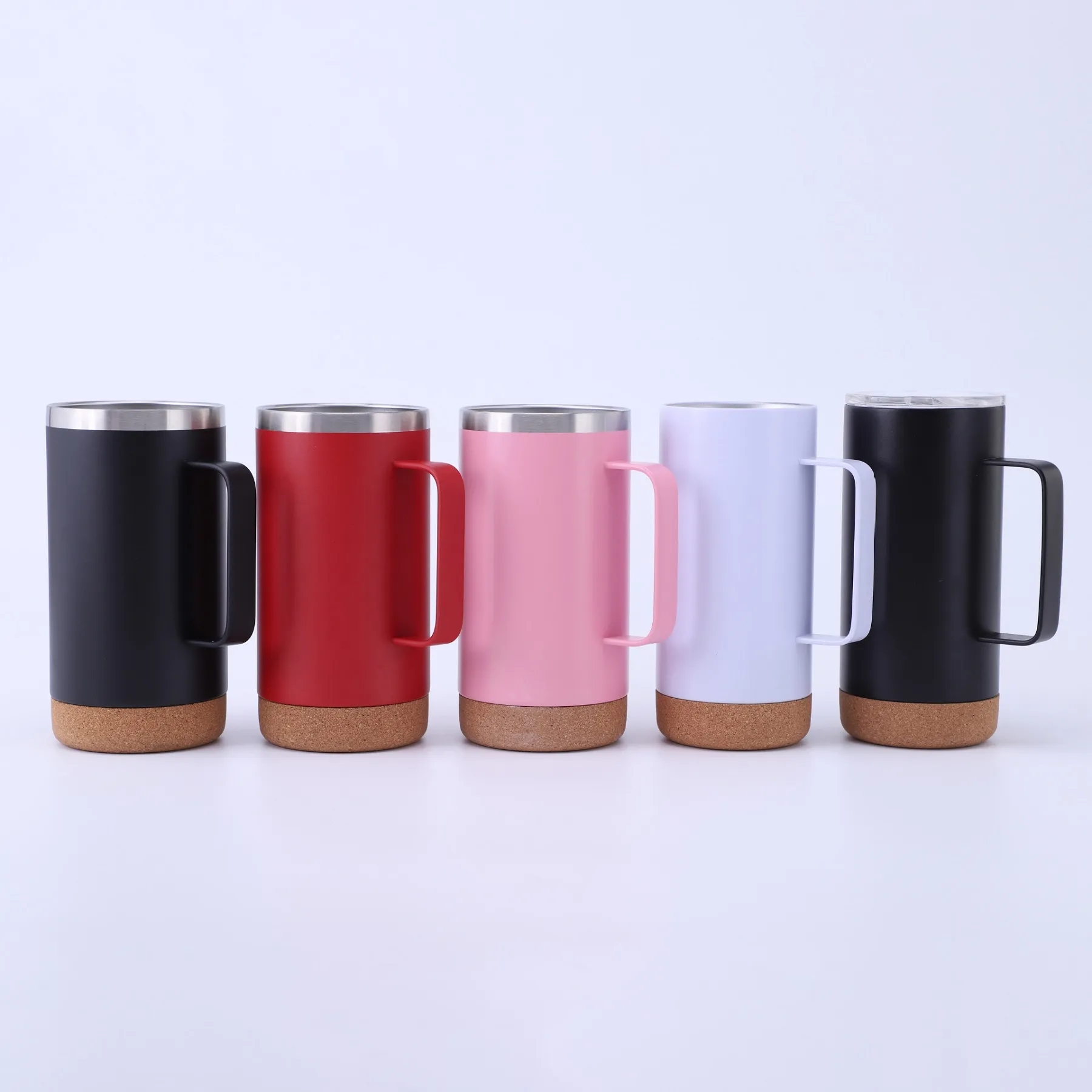 16 Oz. Wood Bottom Stainless Steel Coffee Mug with Handle 4