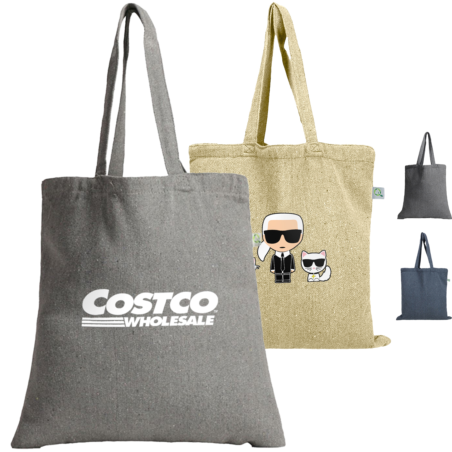 12 oz Recycled Sturdy Heather Cotton Canvas Tote Bag 15"W x 16"H 1