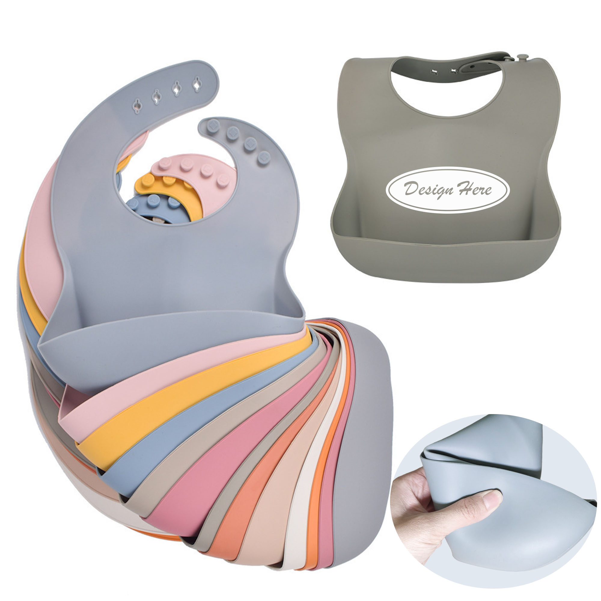 Easy-Clean Waterproof Silicone Bibs for Babies 2