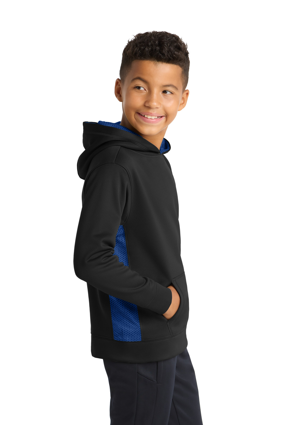 Sport-Tek Youth Sport-Wick CamoHex Fleece Colorblock Hooded Pullover. YST239 12