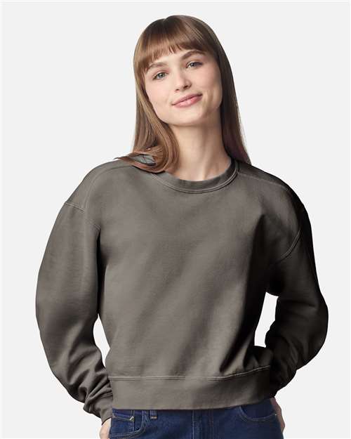 Women's Garment-Dyed Mid-Length Crewneck Sweatshirt - 1566L 5