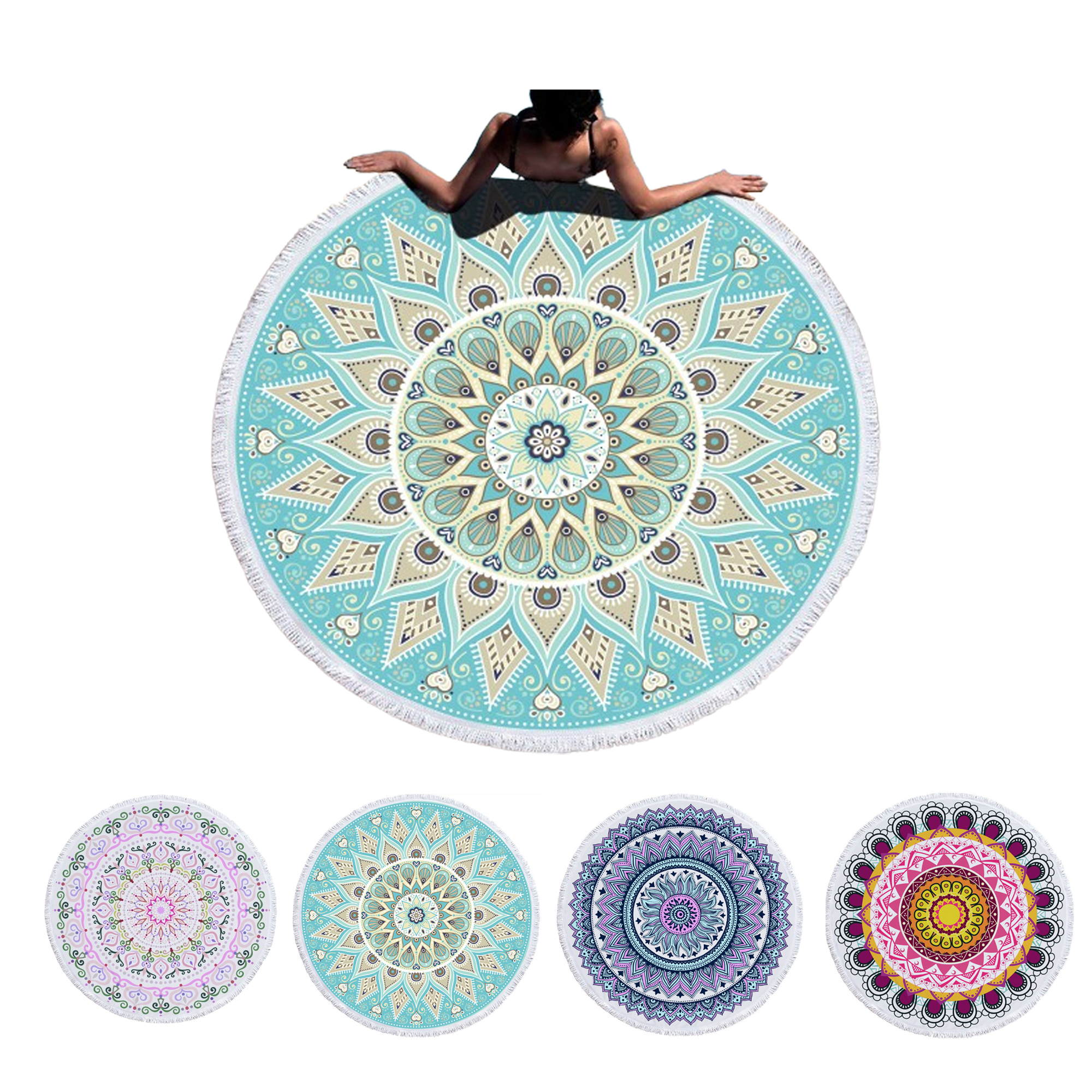 MOQ 50pcs Full Color Round Beach Towel 2