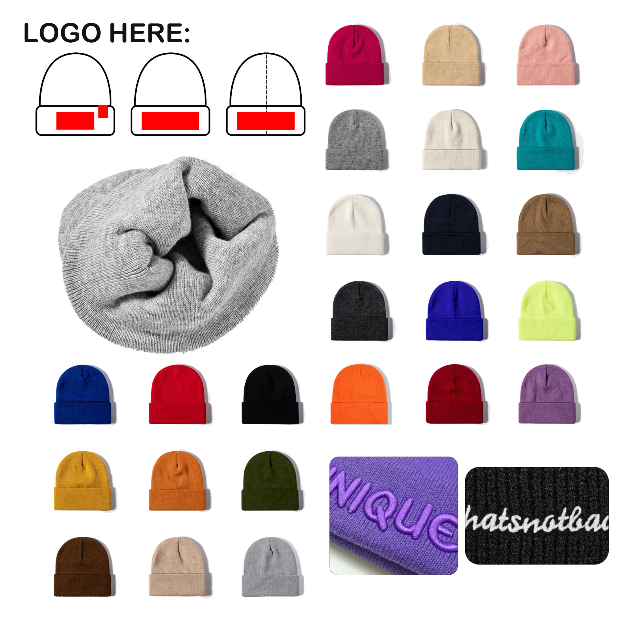 MOQ100 Solid-color warm knitted hat 2