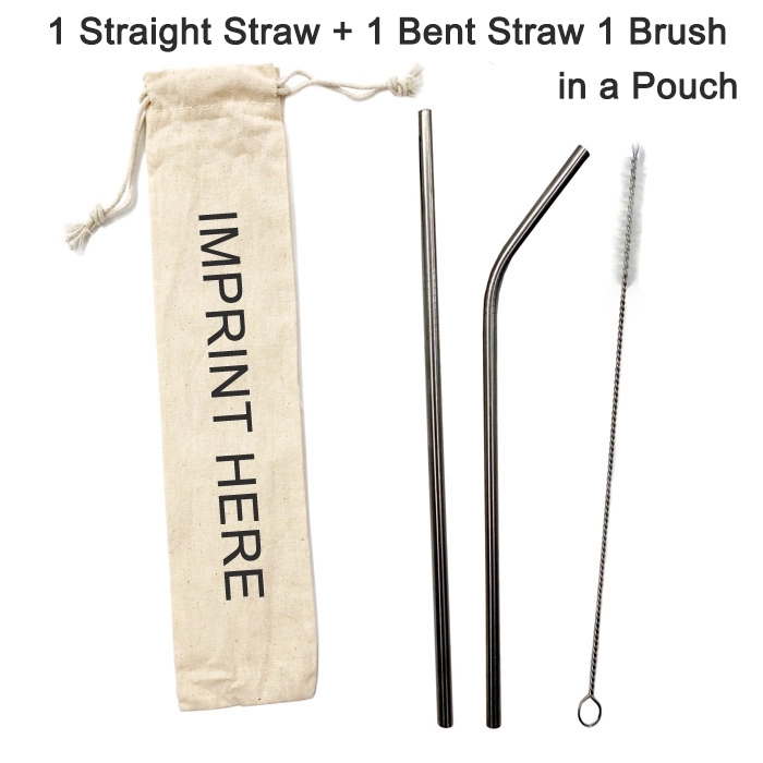 Stainless Steel Drinking Straw Kit in Custom Pouch 6