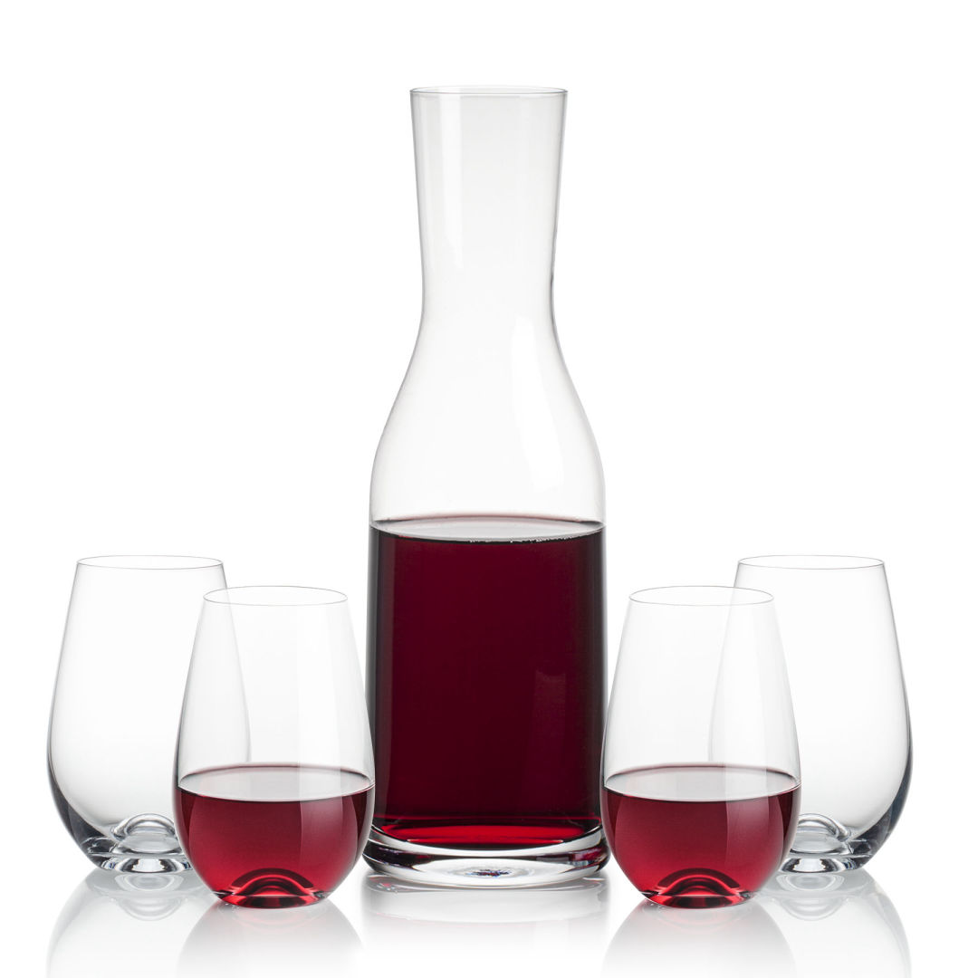 Caldmore Carafe & Boston Stemless Wine 4
