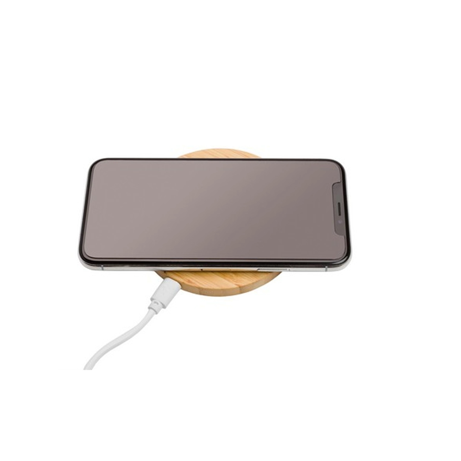 Round Bamboo 5W Wireless Charger with Dual USB Ports 4