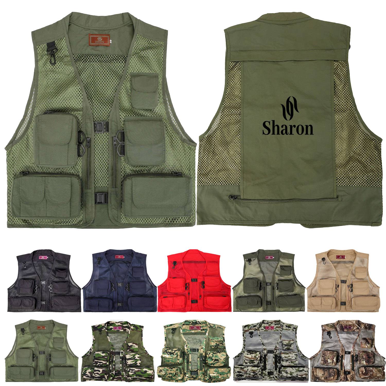Unisex Mesh Breathable Fishing Vest Multi-Pockets Waistcoat 10