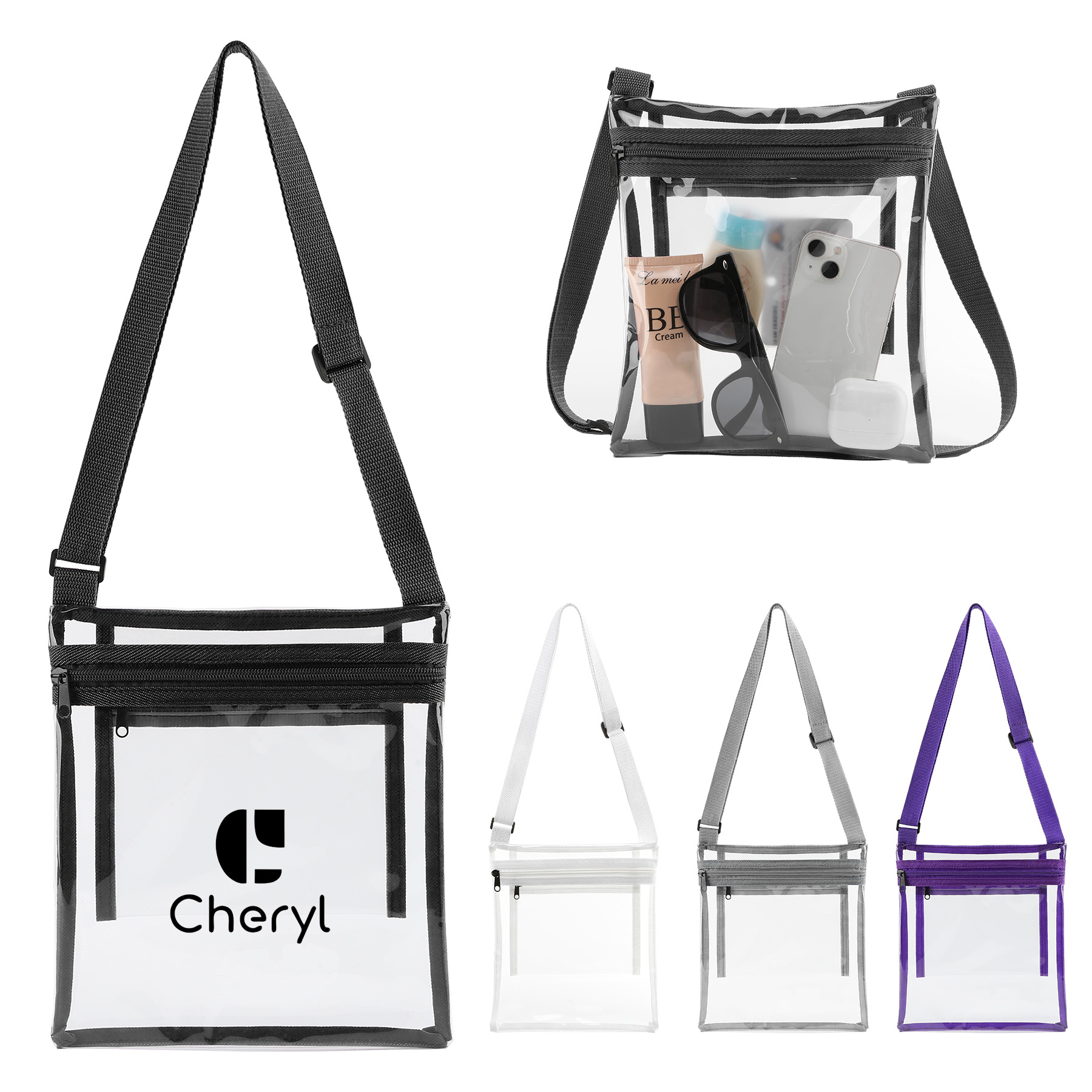 9" X 10" Clear PVC Crossbody Stadium Bag 2