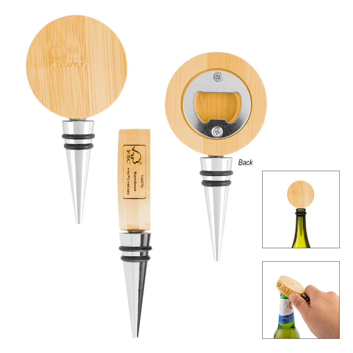 Bamboo Wine Stopper With Bottle Opener 4