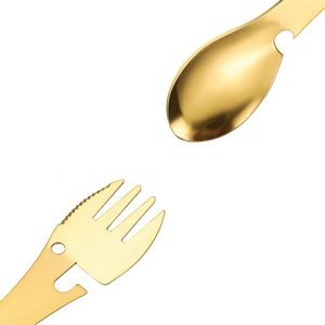 Versatile 2 In 1 Dual Head Stainless Steel Fork Spoon With Carabiner 14