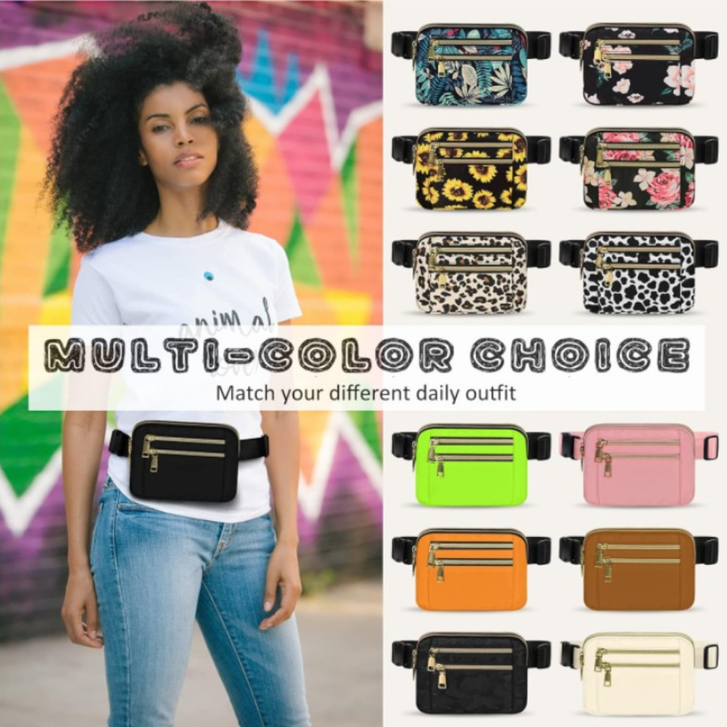 High-Capacity Polyester 4 Pockets Crossbody Fanny Pack 8