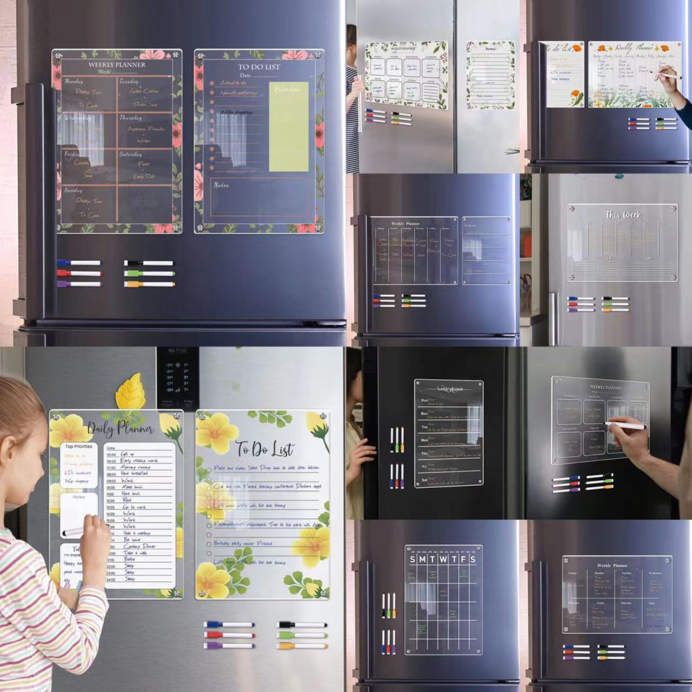 Acrylic Monthly Planner Notepad Erasable Magnetic Fridge Magnet 3