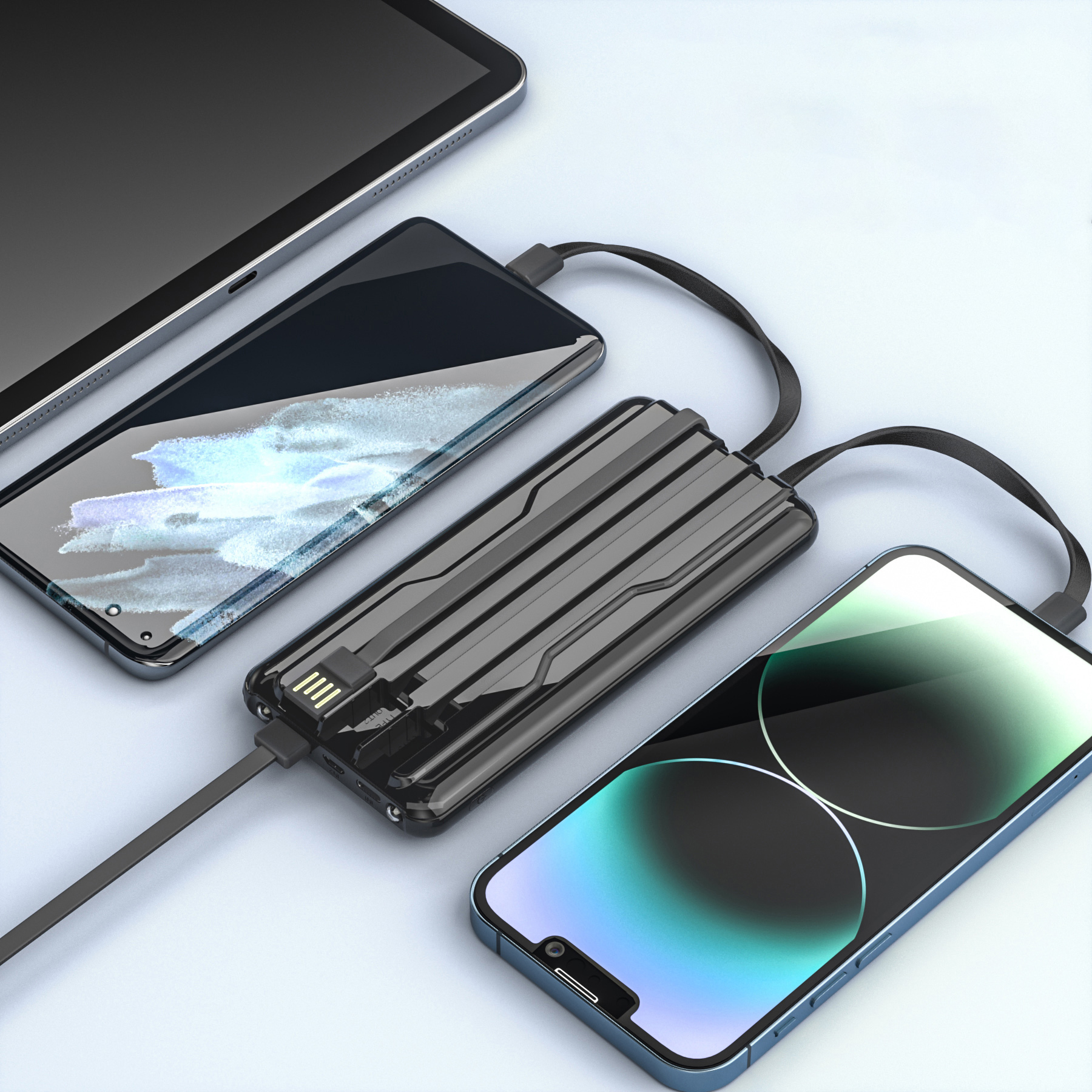 10,000mAh Power Bank With Built-In Charging Cables 3