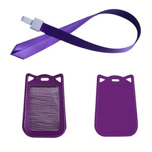 Cat Ear Shaped PU Leather Card Case With Keychain 12