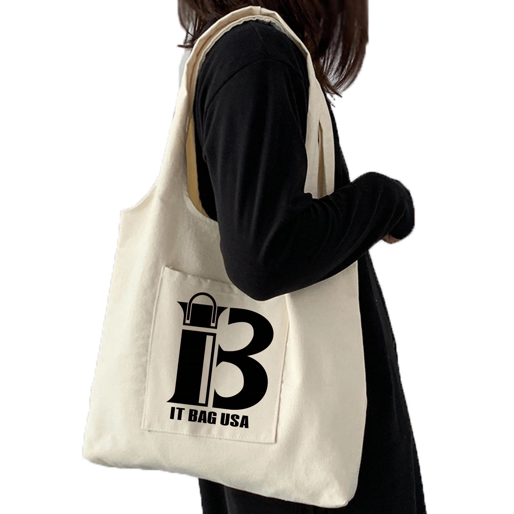 Canvas Tote Bag Aesthetic Personalized Reusable, custom tote bag with logo imprint 4