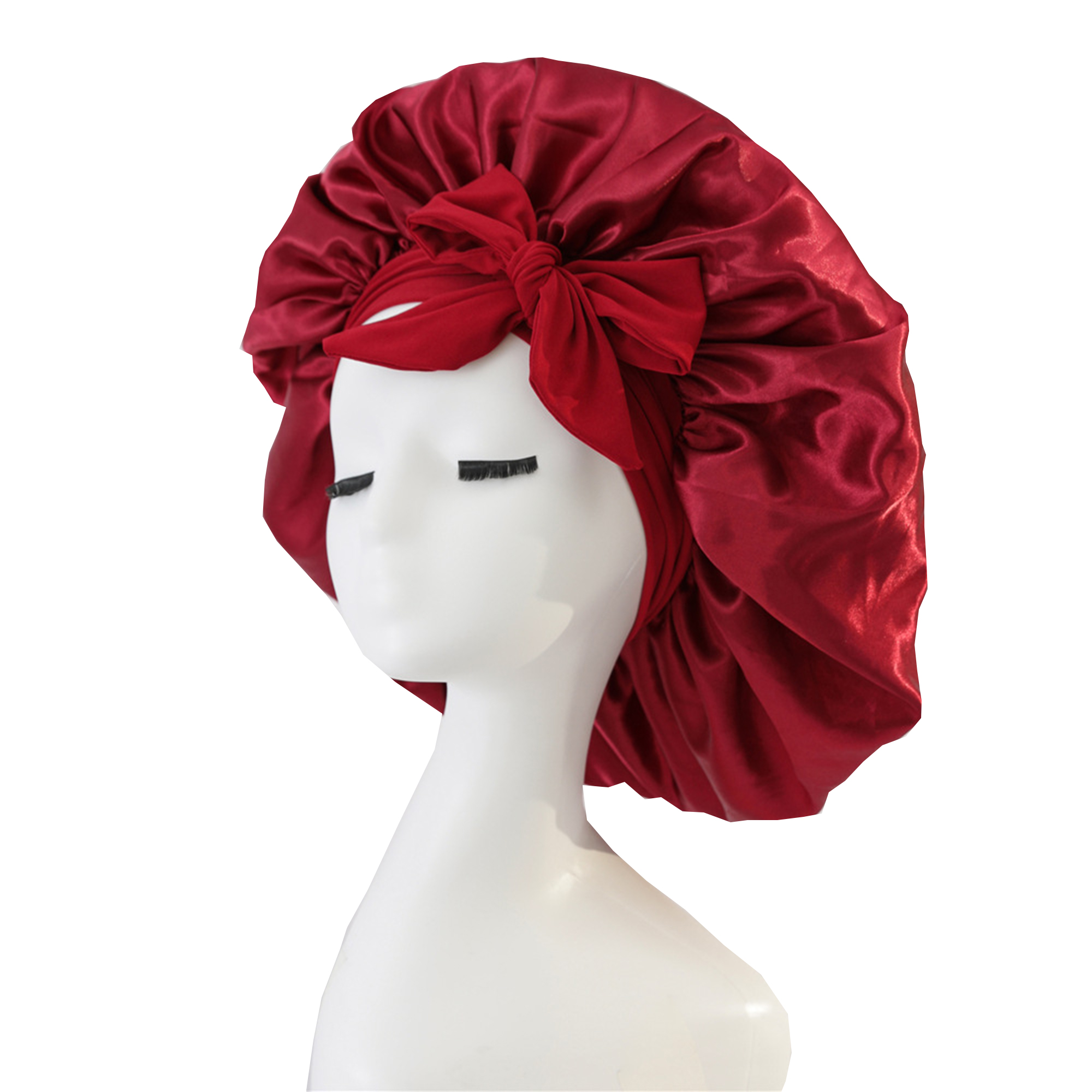 Ribbon Tie Design Sleep Cap Hair Care Bonnet 9