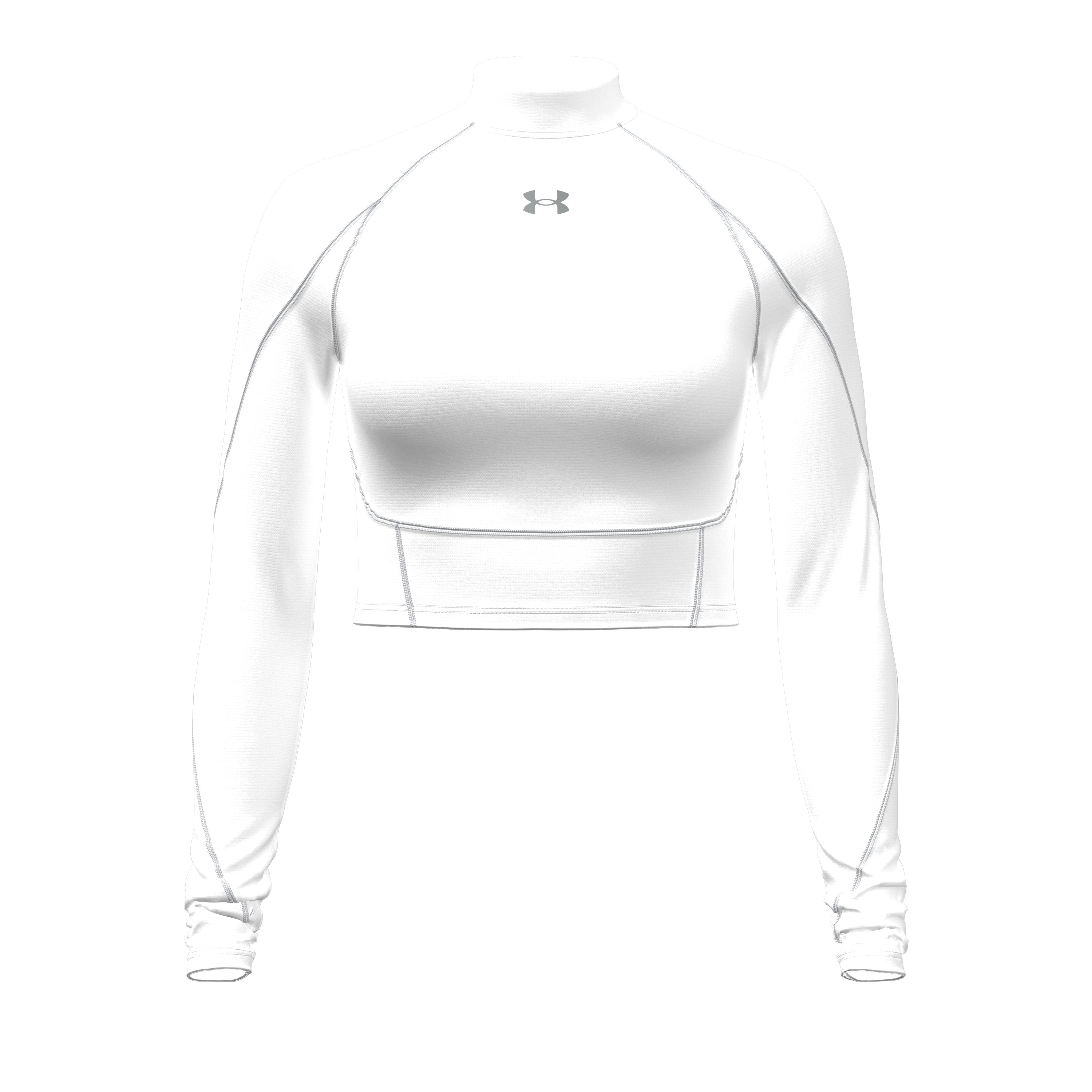 HeatGear Elite Women's Crop Mock Long Sleeve, custom athletic wear with logo imprint 5