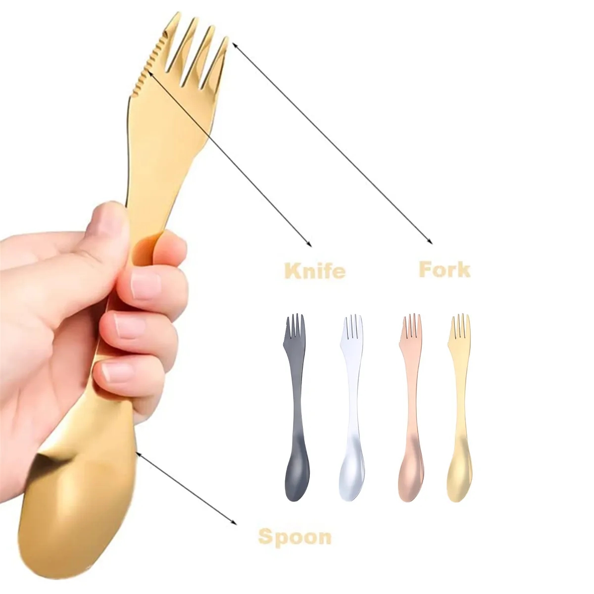 Stainless Steel Sporks 3 In 1 Fork Knife Spoon Utensils Set 2