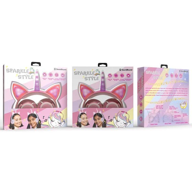 Cat Unicorn LED Wired Headsets - Pink