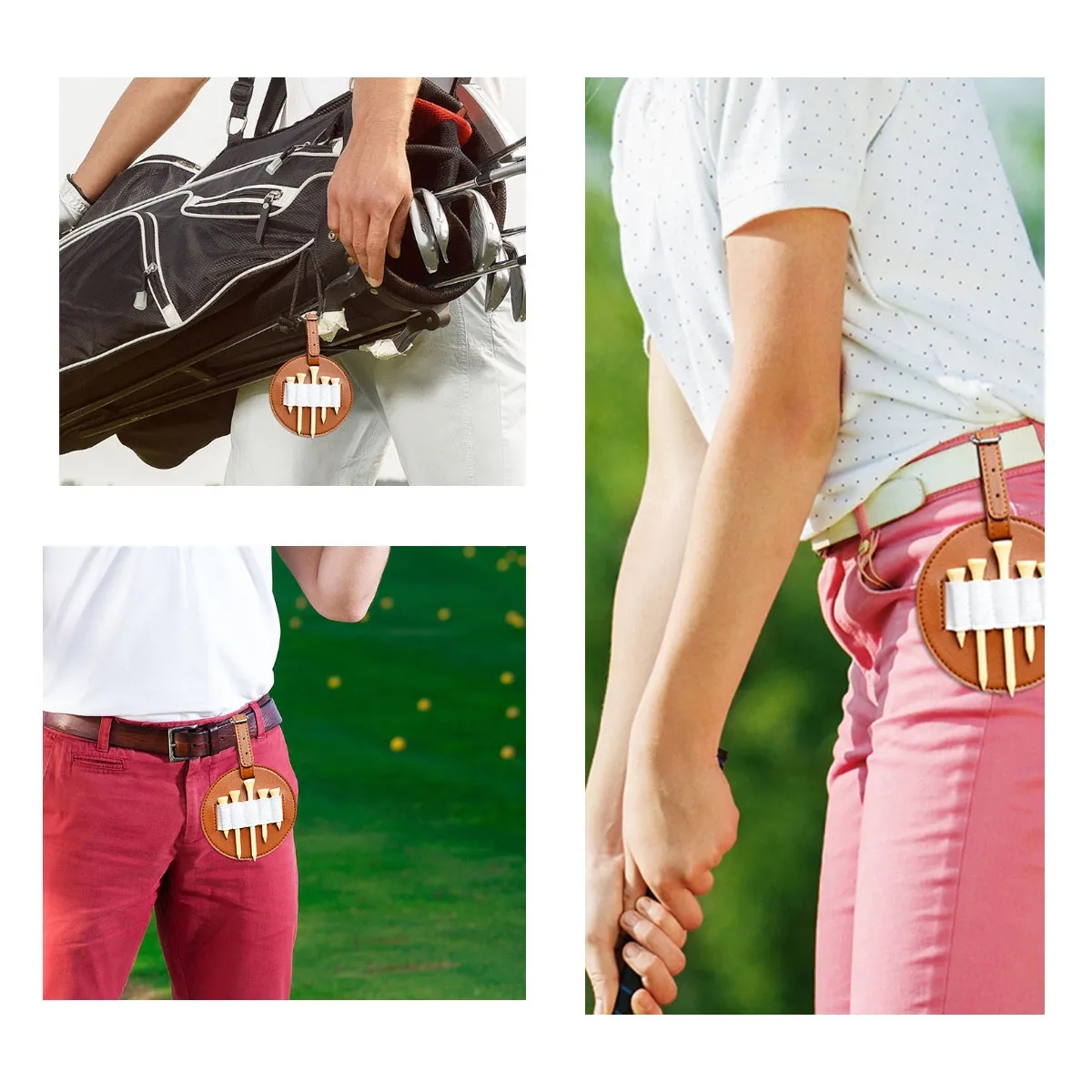 4pcs Portable Leather Waterproof Golf Tee Pouch Bag 4