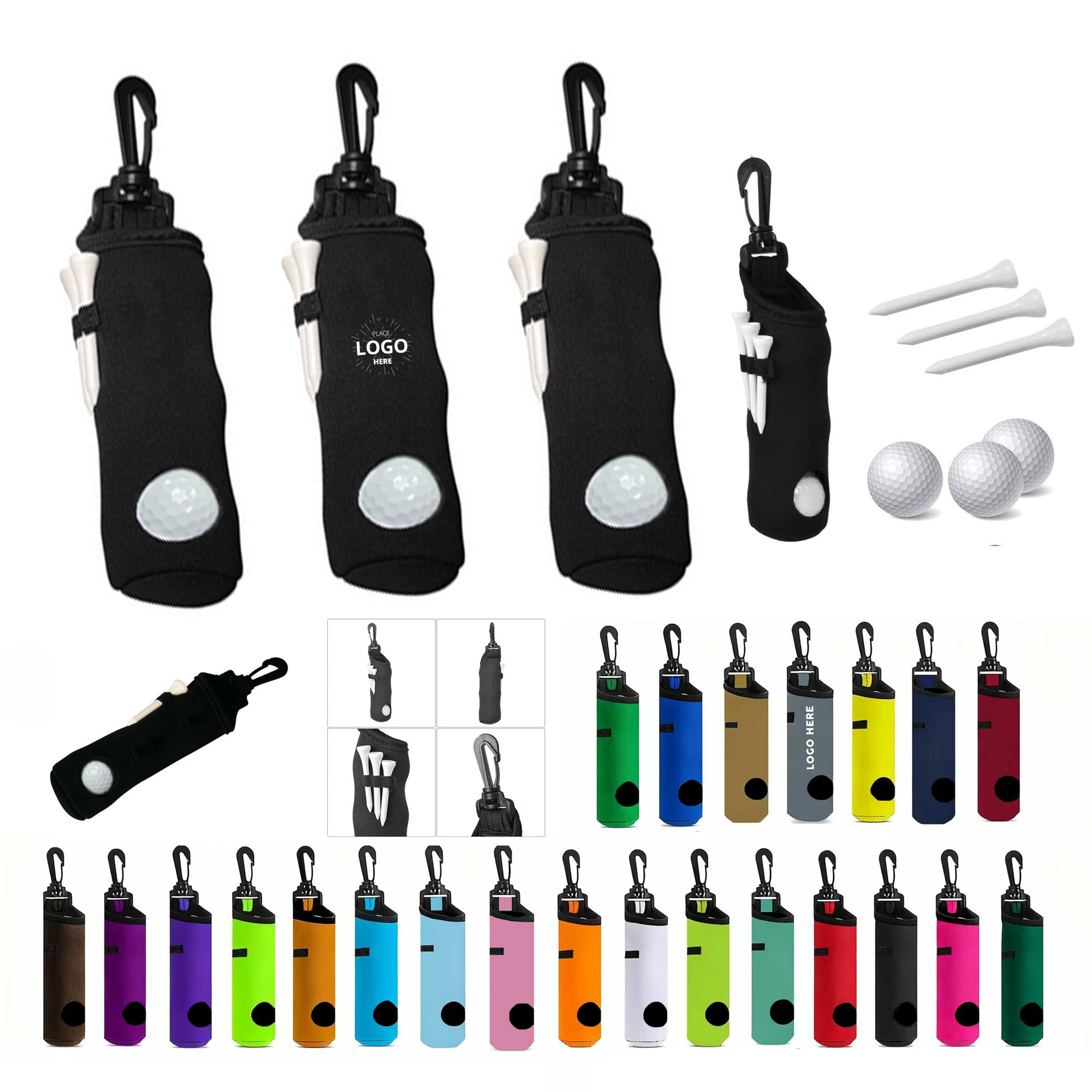 Durable Neoprene Golf Ball Pouch with Clip 2