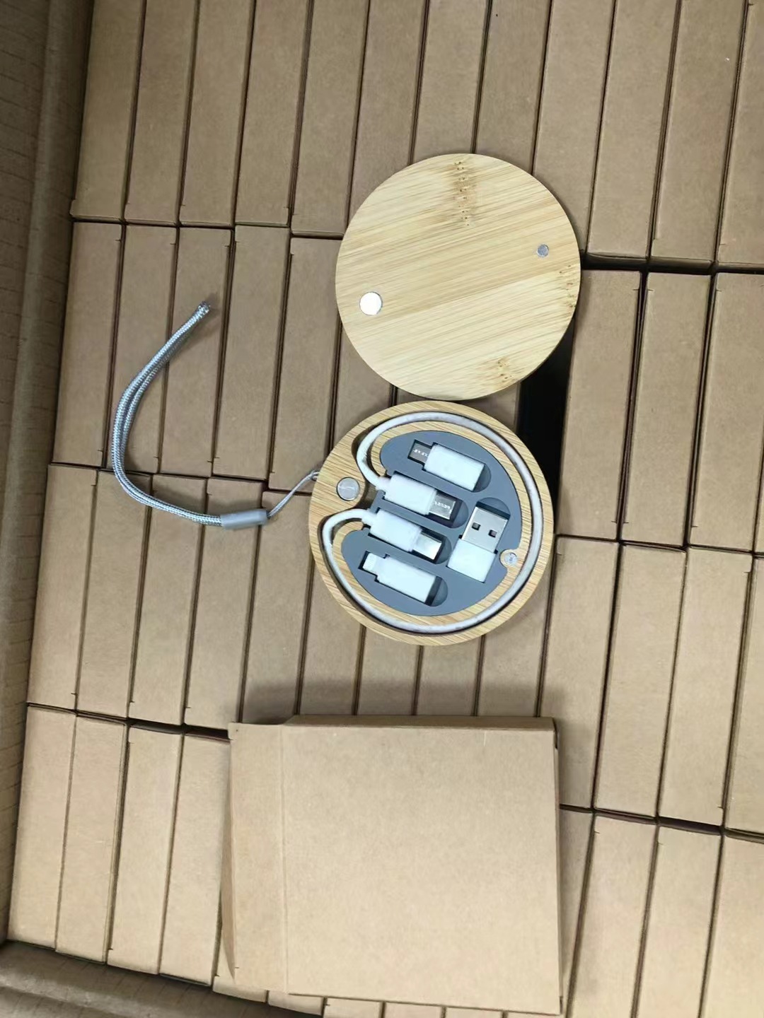 Bamboo Storage Box with Fast Charging Cable Kit 4