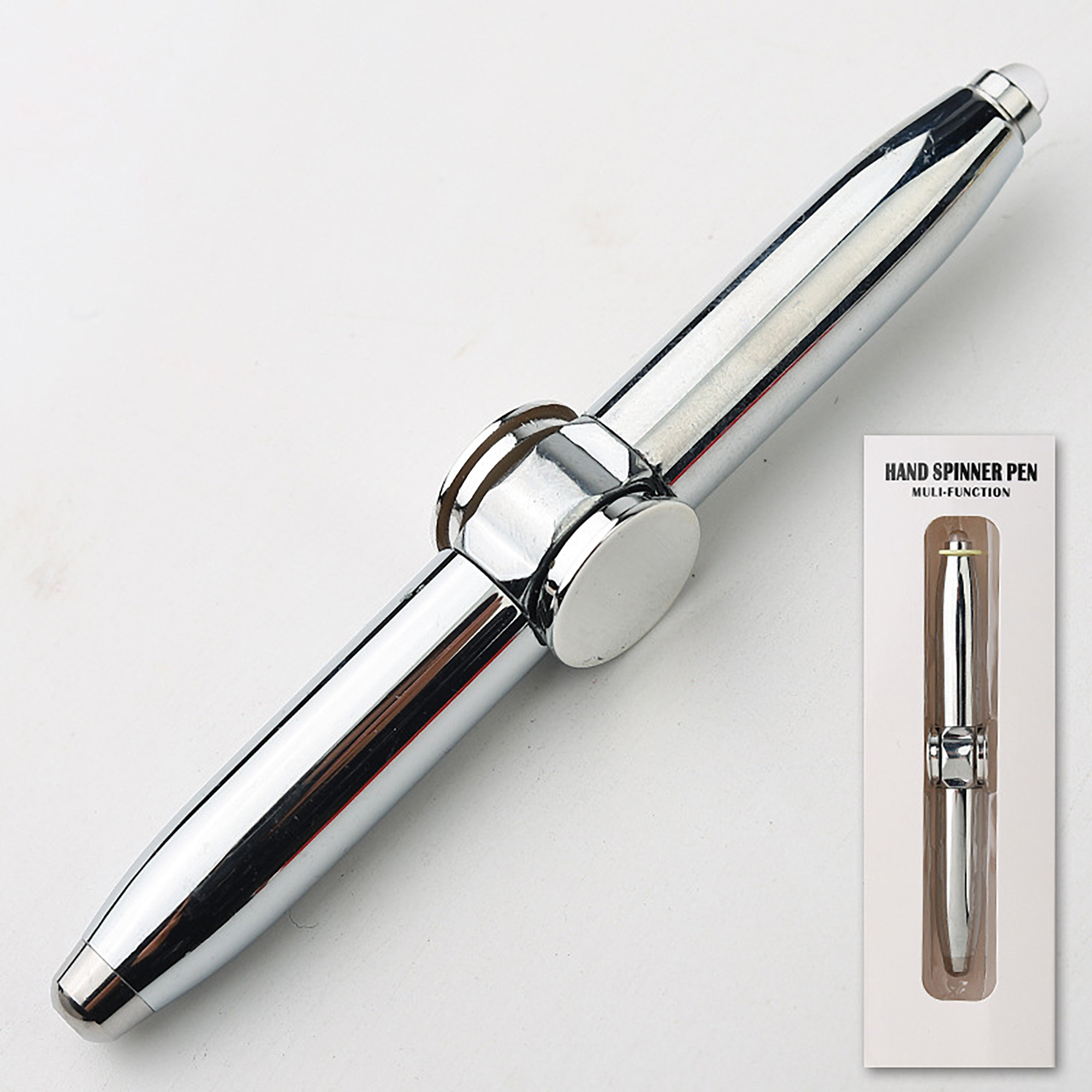 Anti-Anxiety LED Fidget Spinner Finger Gyro Rotating Metal Ballpoint Pen 8