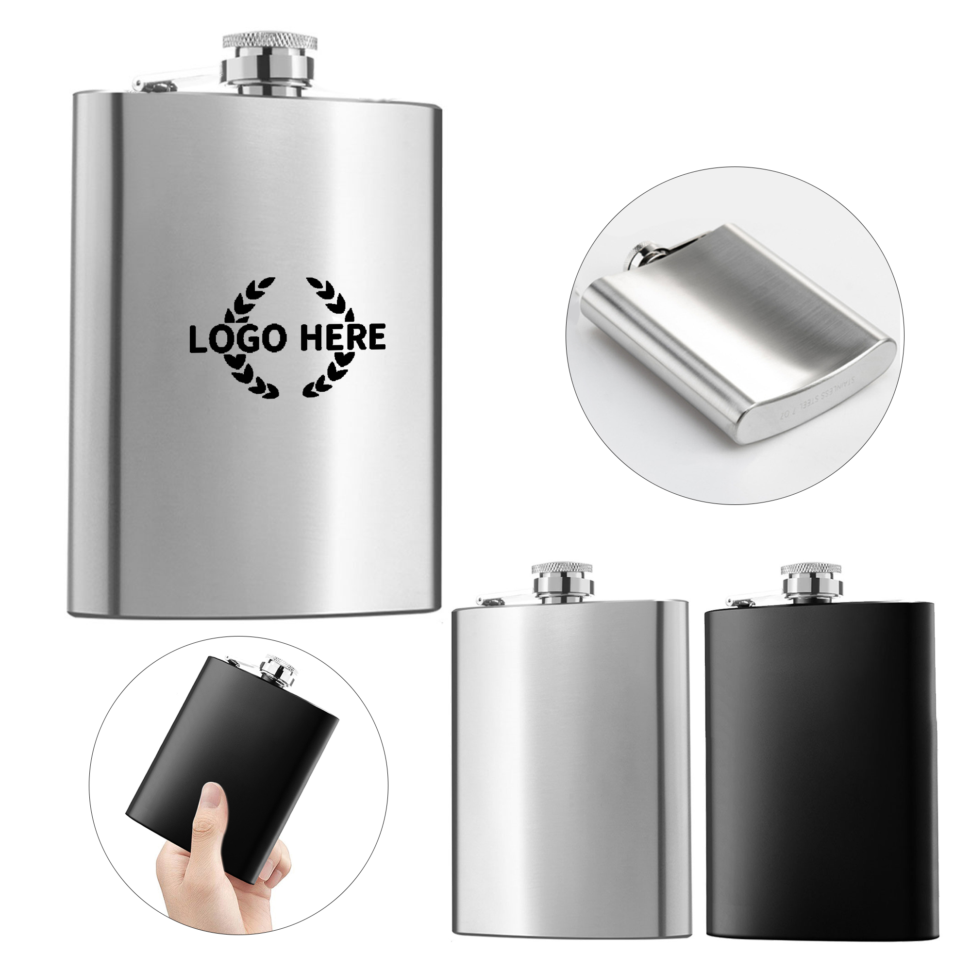 8OZ Portable Stainless Steel Flask, custom water bottle with logo imprint 1