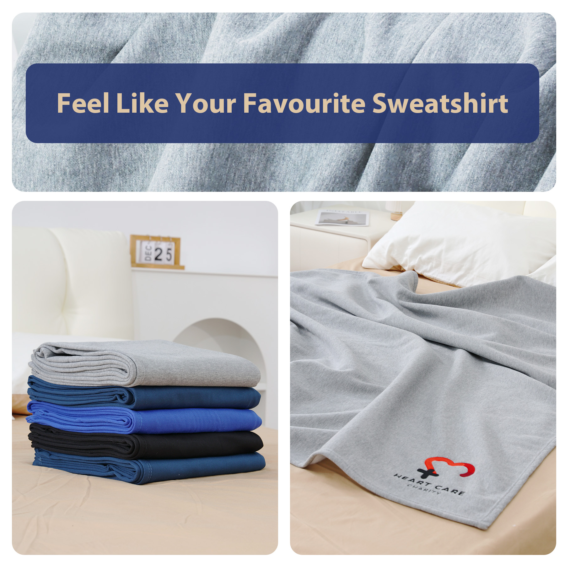 290GSM Sweatshirt Throw Blanket 50" X 60" 8