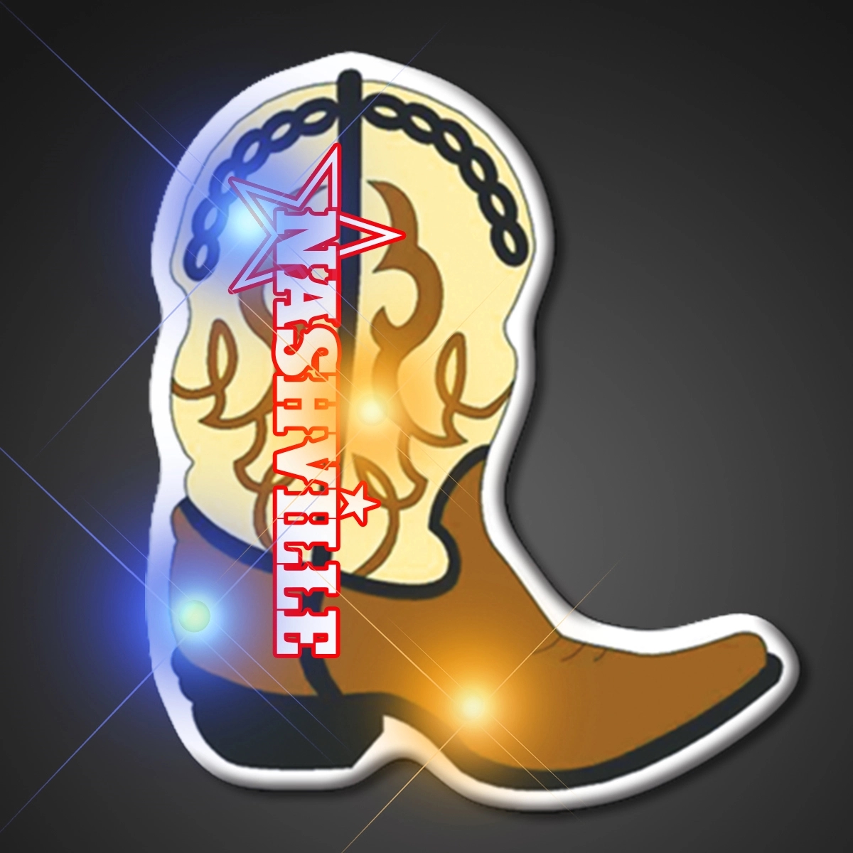 Brown Cowboy Boot Flashing LED Lights 1