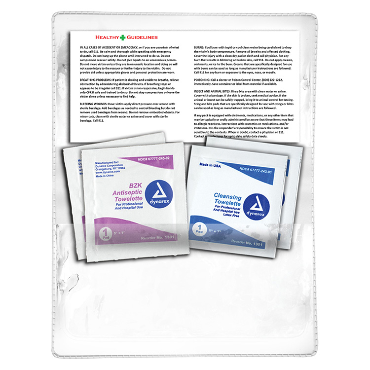 "Crescent" Antiseptic & Disinfectant Wipes Pack In Translucent Vinyl pouch 23