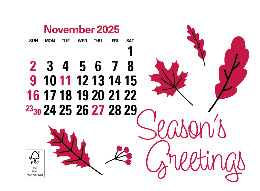 4C Press-N-Stick Header Standard Calendar 14-Month