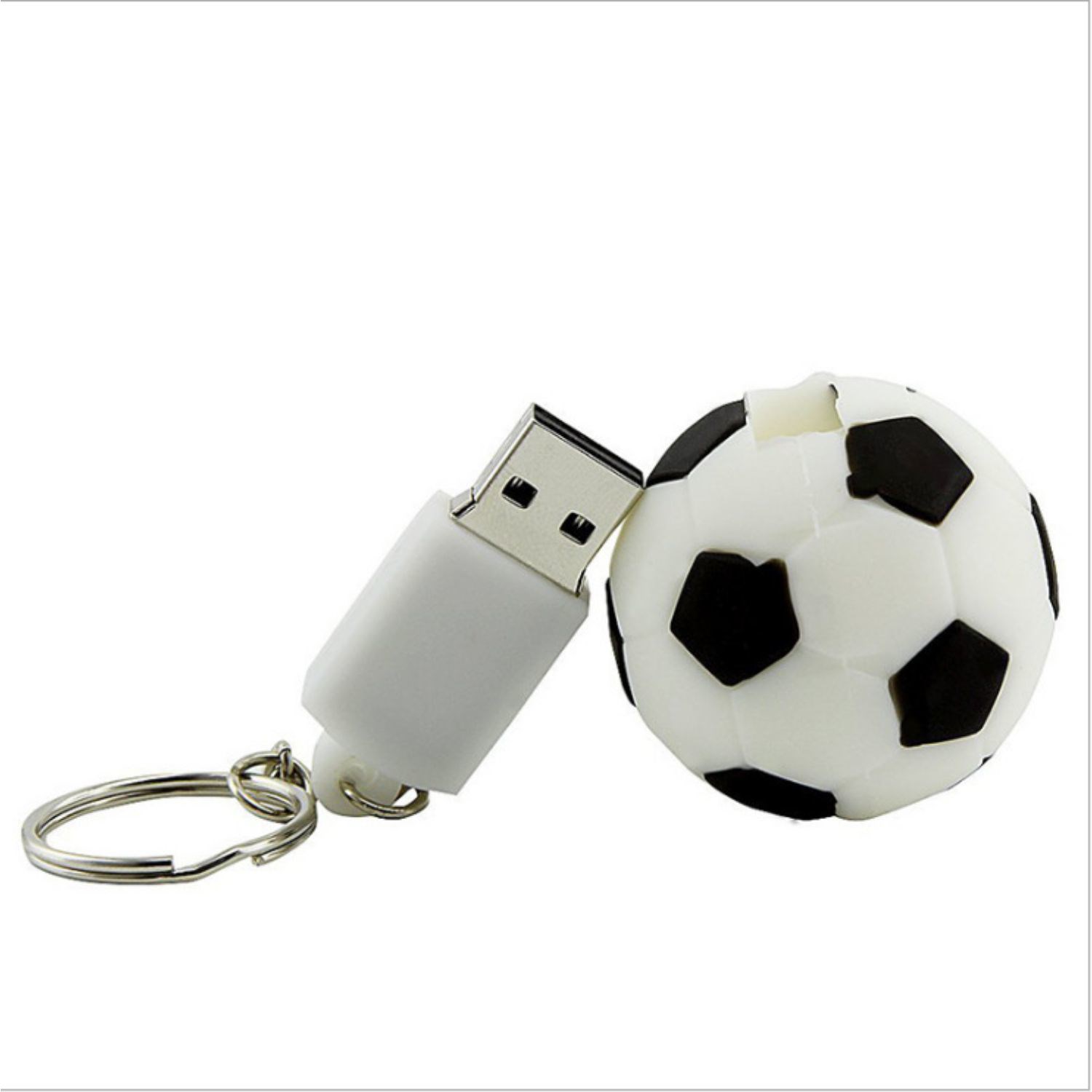 Soccer Shaped PVC Fast USB Drive with Keyring