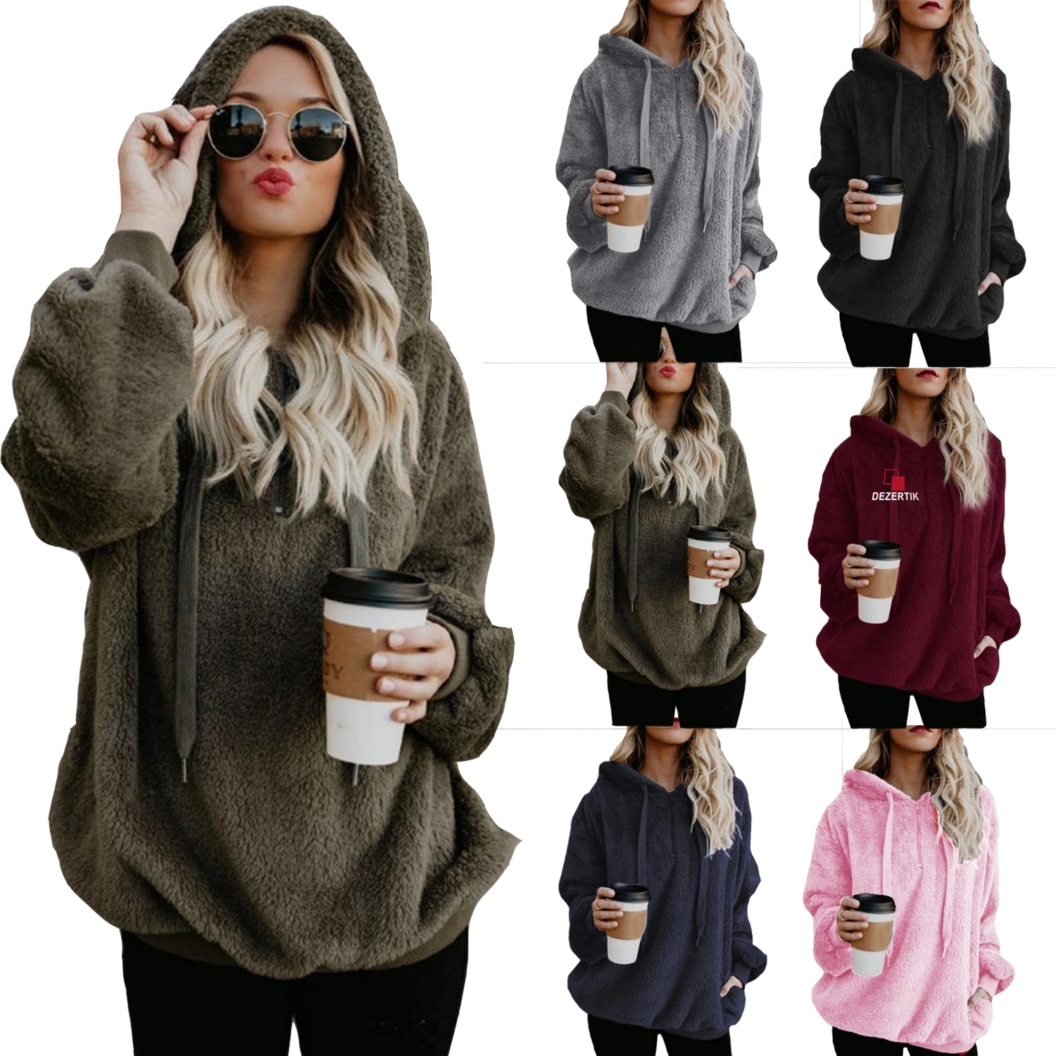 Women'S Oversized Fuzzy Pullover Hoodies 2