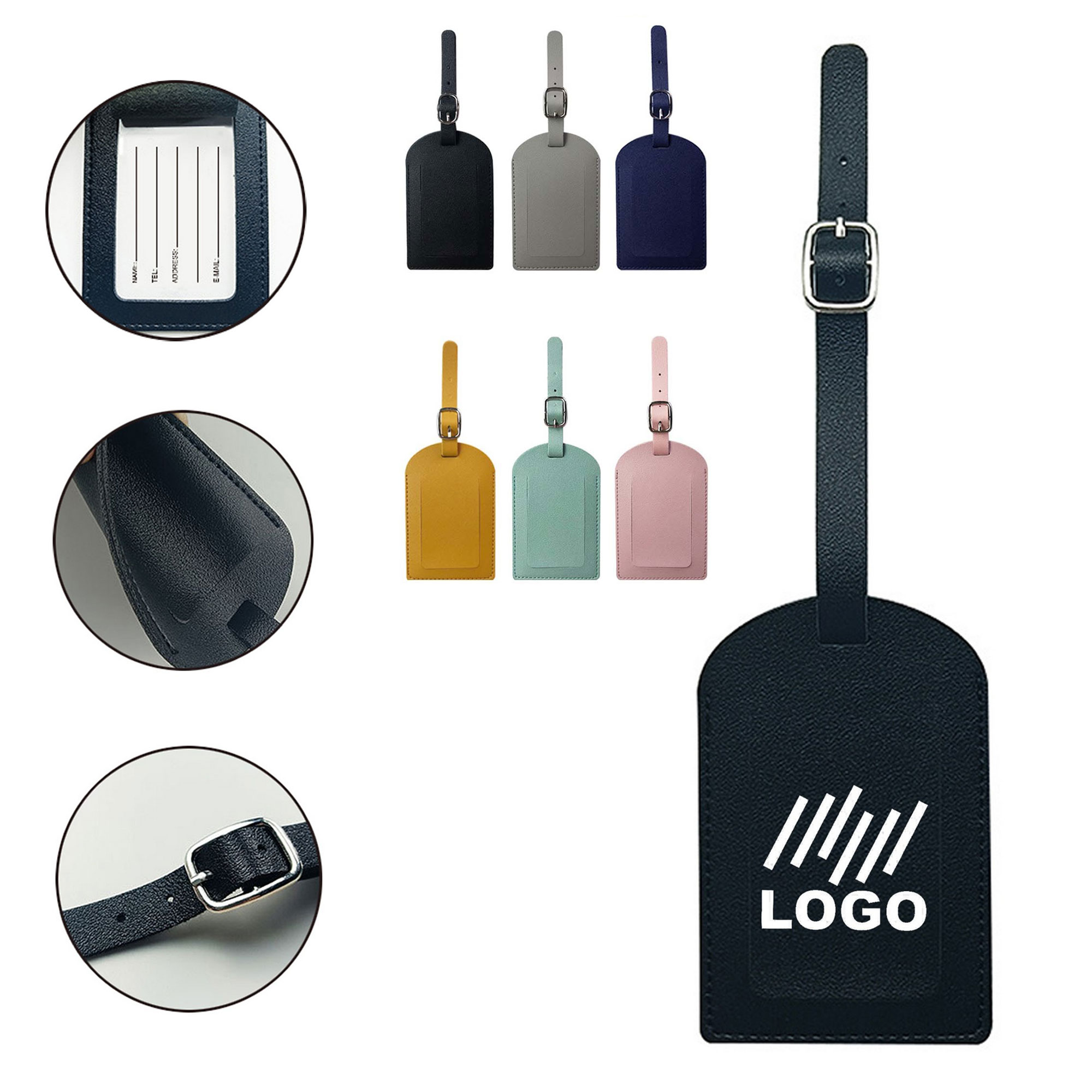 Leather Luggage Tag Adjustable Lanyard 3